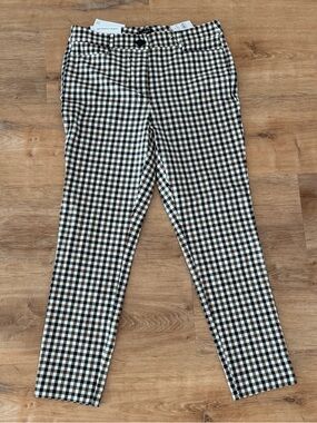 LOFT Black Brown and White Gingham Pants
